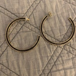 Mignonne Gavigan Black Thread and Gold Hoop Earrings